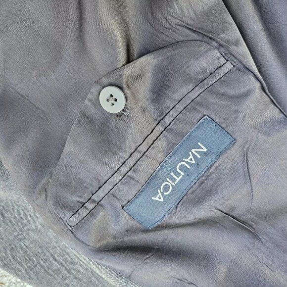 Nautica Men Blazer Sport Coat Jacket 100% Wool Dark Gray Two Button Size 46L - Picture 9 of 10